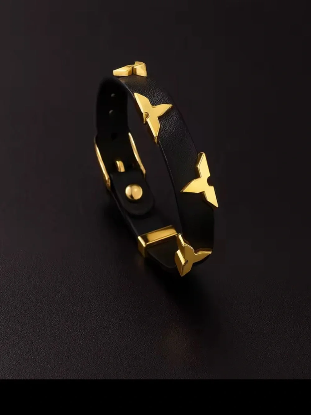 Fashion leather LV look bracelet strap - Picture 3 of 5